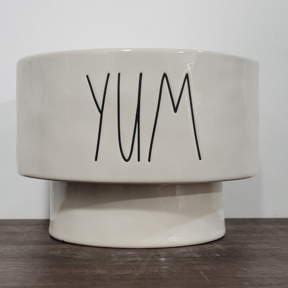 Rae Dunn Ceramic 'YUM' Pedestal Dog Bowl